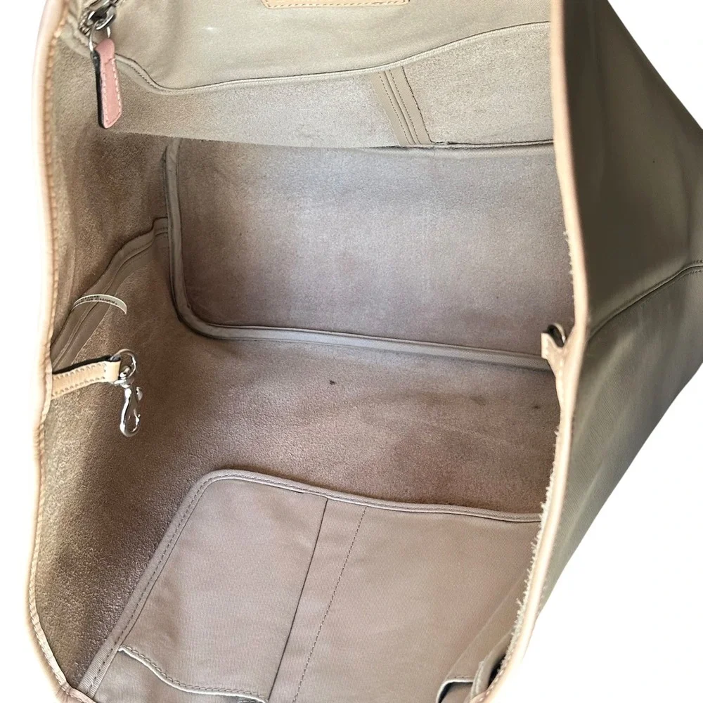 Coach Tote Bag Park‎ Metro F24341 Beige Leather Pink Trim Shoulder Purse